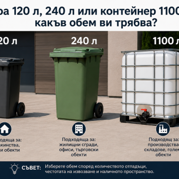 Кофа 120 л, 240 л или контейнер 1100 л – какъв обем ви трябва?
