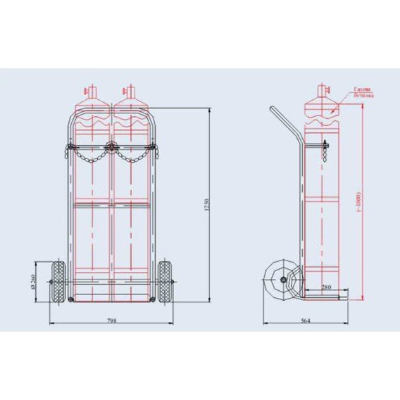 Количка за две газови бутилки GHTDC-300D-PL