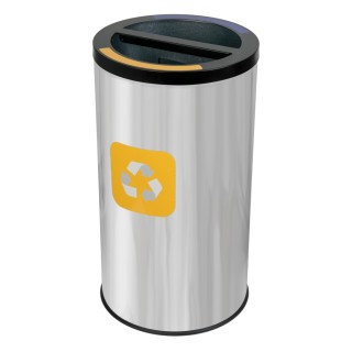 Кръгъл кош за рециклиране с две отделения и стоманени вложки - 2x30L