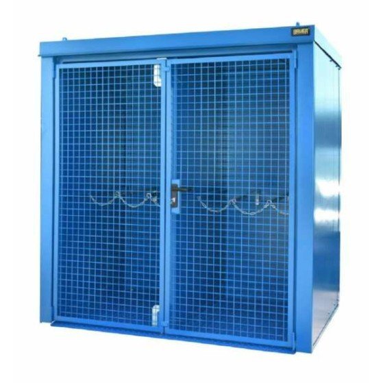 Контейнер за газова бутилка Bauer GFC BW M2 2125 x 2265 x 1575 mm боядисан в светло синьо в категория Шкафове за газови бутилки
